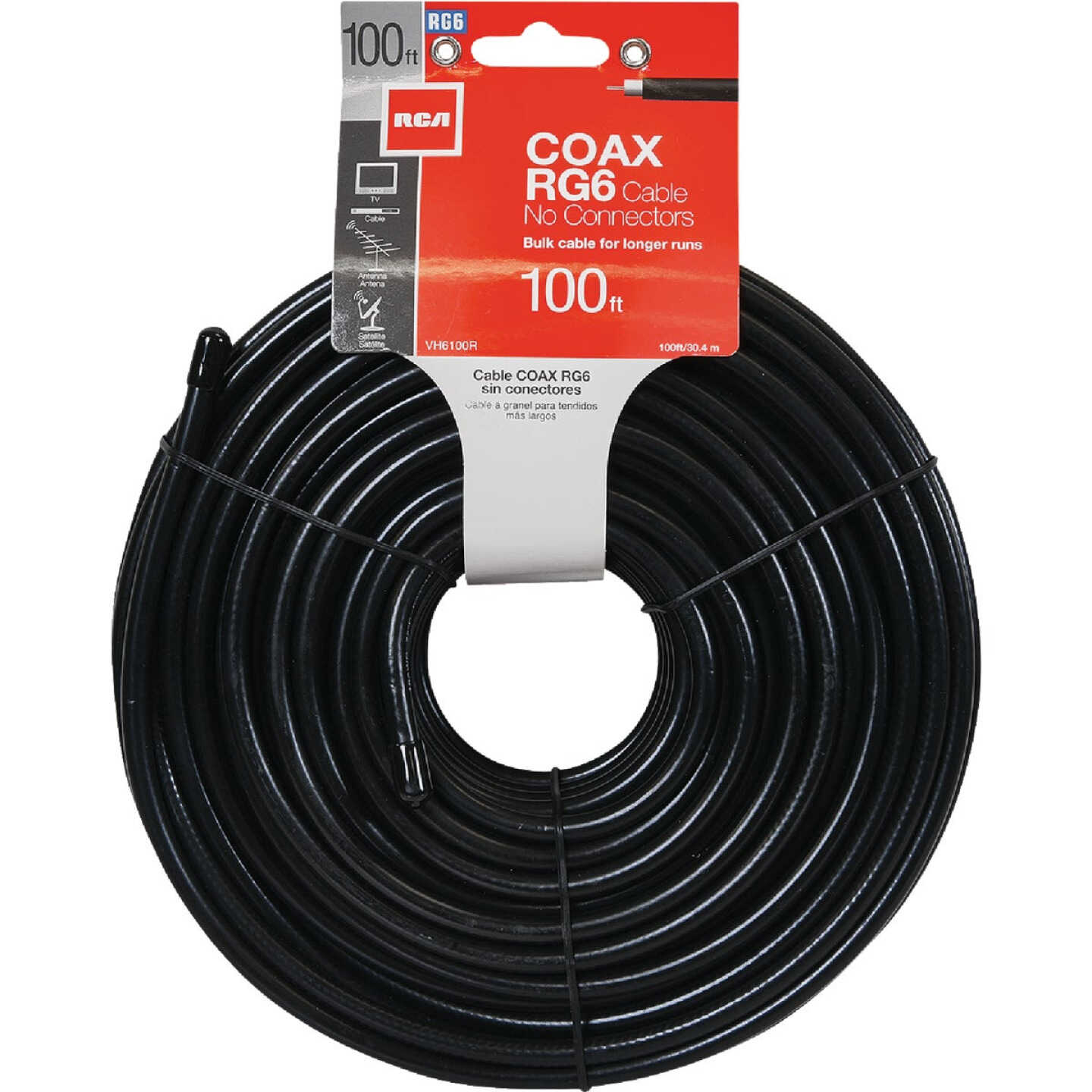 RCA 100 Ft. Black RG6 Coaxial Cable Image 1