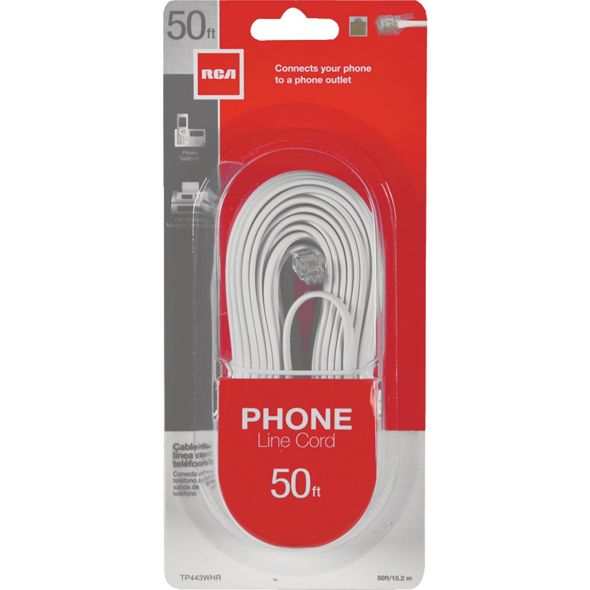 RCA 50 Ft. White Phone Cord
