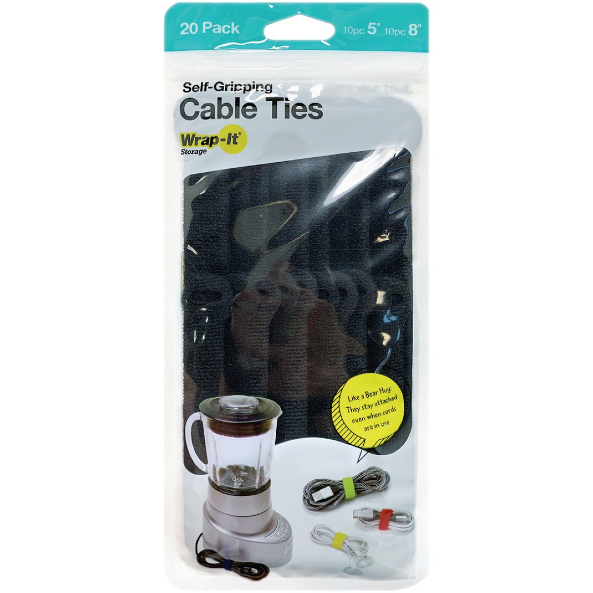 Wrap-It Storage 5 In. & 8 In. Black Self-Gripping Cable Ties (20-Pack) Image 7