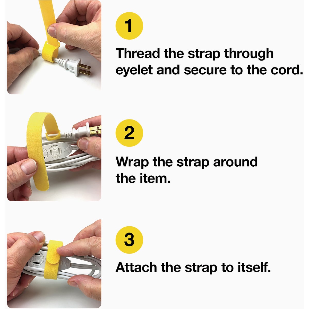 Wrap-It Storage 5 In. & 8 In. Black Self-Gripping Cable Ties (20-Pack) Image 6