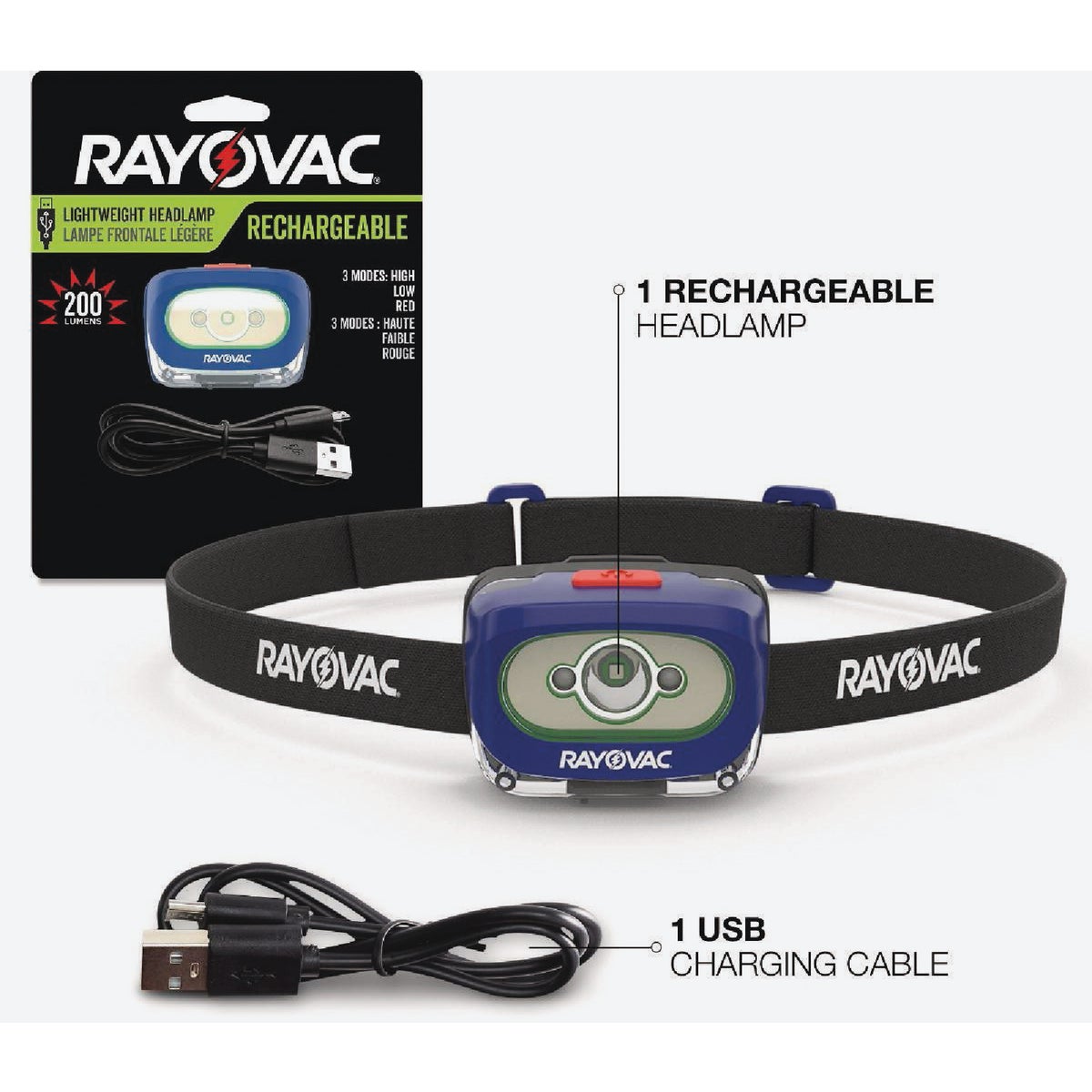Rayovac 200 Lm. LED Rechargeable Headlamp