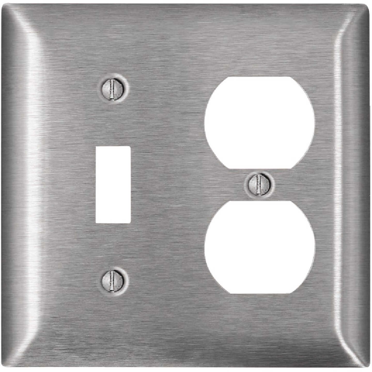 Leviton 2-Gang Stainless Steel Single Toggle/Duplex Magnetic C-Series Wall Plate, Stainless Steel Image 1