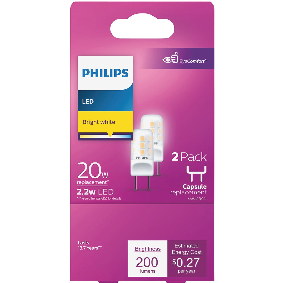 Philips 20W Equivalent T4 G8 Bi-Pin Base LED Special Purpose Light Bulb (2-Pack) Image 2