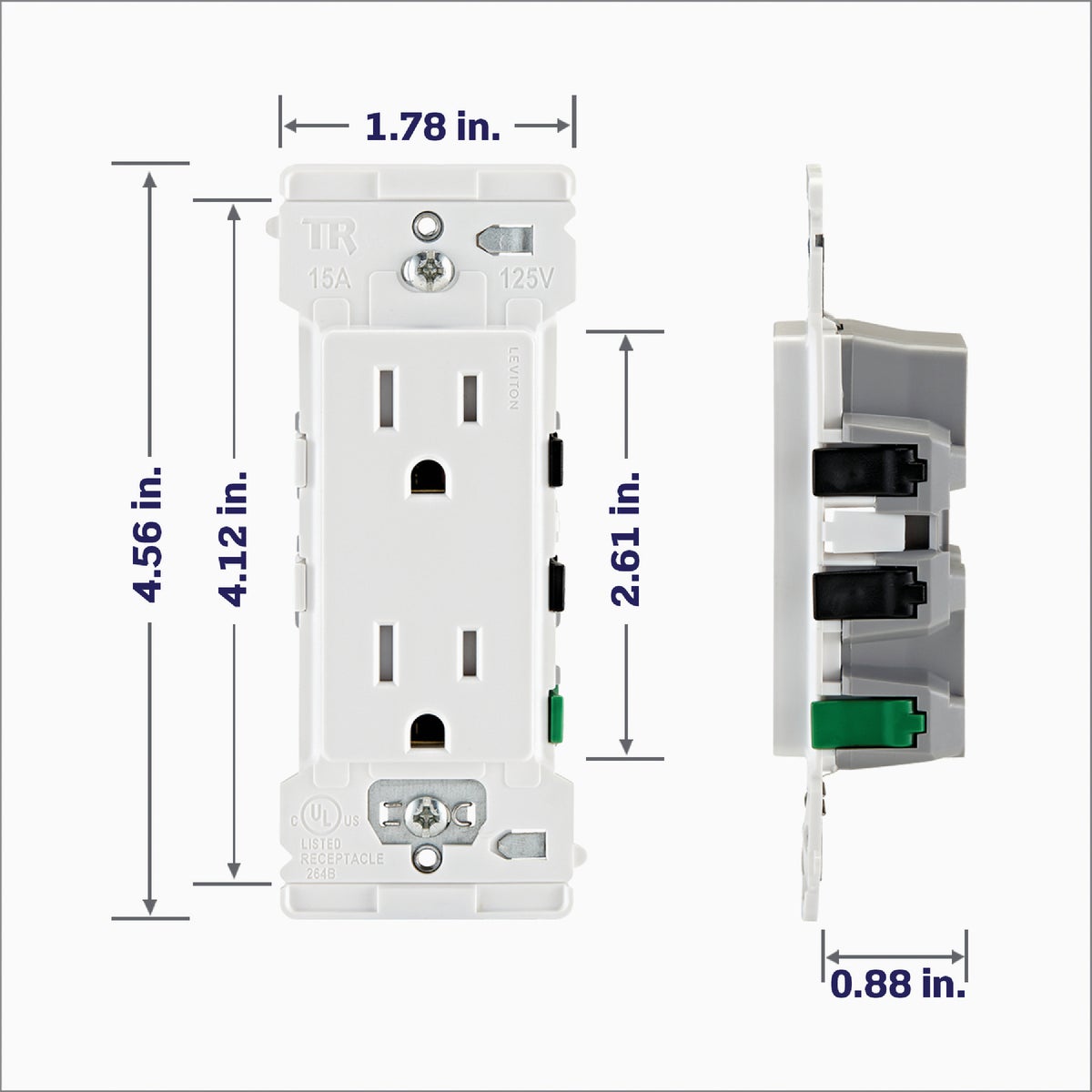 Leviton Decora Lever Edge 15A White Residential Grade 5-15R Duplex Outlet (10-Pack) Image 5
