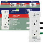 Leviton Decora Lever Edge 15A White Residential Grade 5-15R Duplex Outlet (10-Pack) Image 1