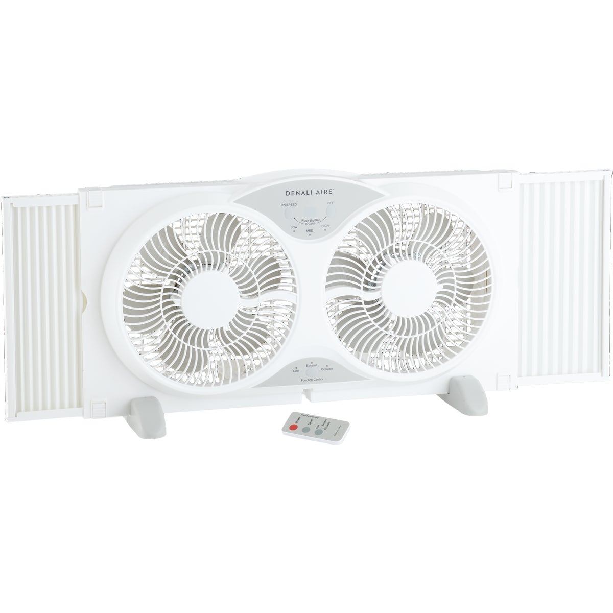 Denali Aire 9 In. 3-Speed Reversible White Twin Window Fan with Thermostat & Remote Control Image 4