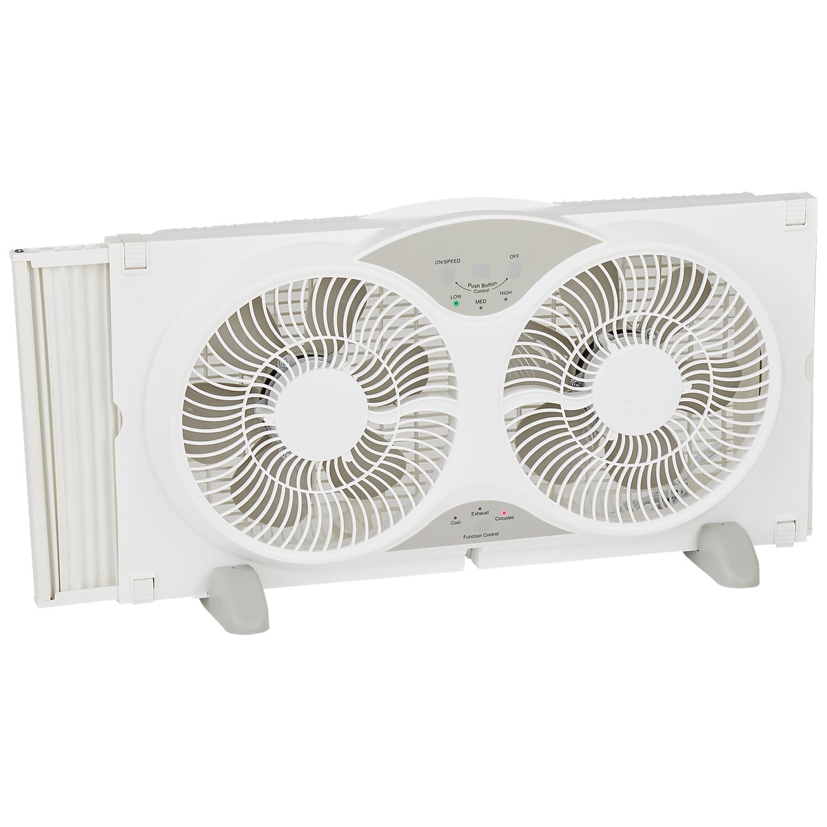 Denali Aire 9 In. 3-Speed Reversible White Twin Window Fan with Thermostat & Remote Control
