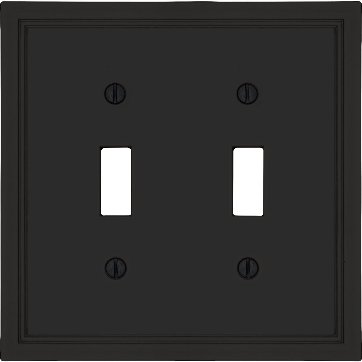 Amerelle Fairbanks 2-Gang Matte Black Insulated Bamboo Swich Wall Plate Image 1