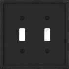 Amerelle Fairbanks 2-Gang Matte Black Insulated Bamboo Swich Wall Plate Image 1