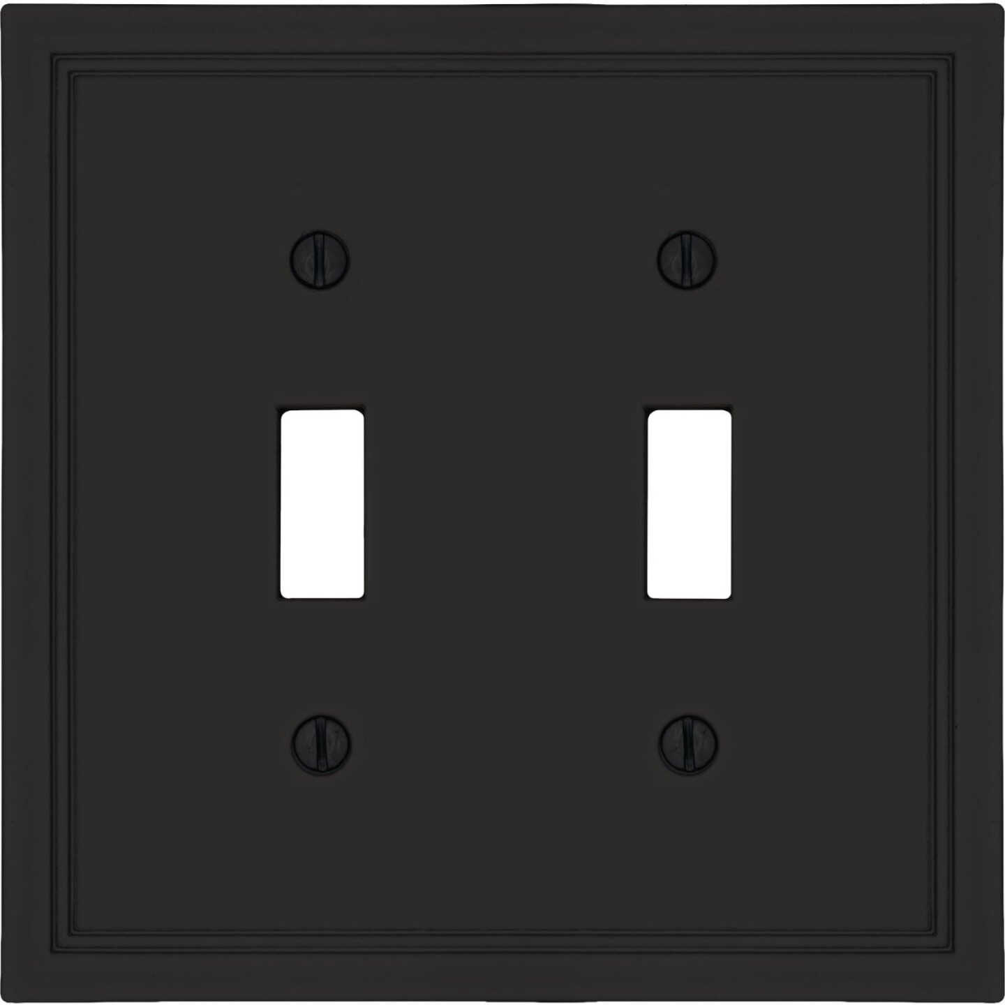 Amerelle Fairbanks 2-Gang Matte Black Insulated Bamboo Swich Wall Plate Image 1
