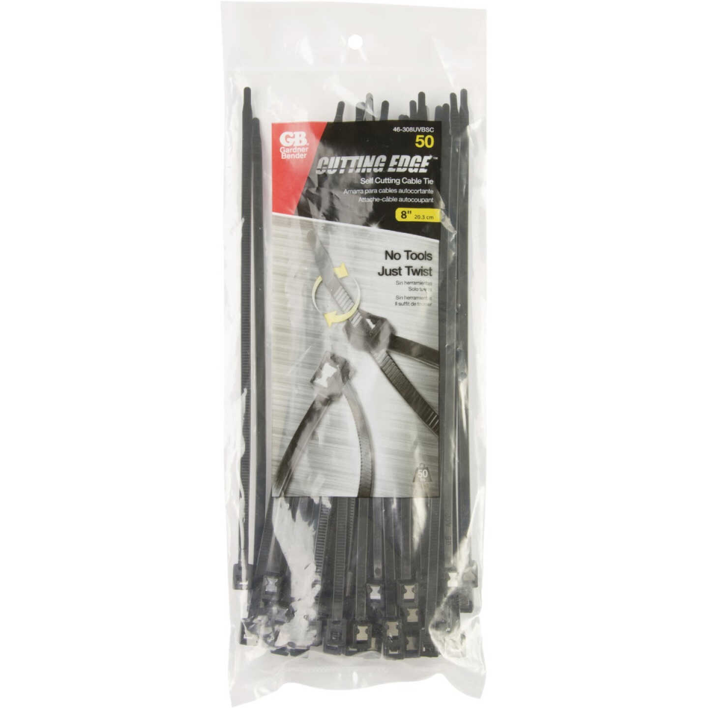 Gardner Bender Cutting Edge 8 In. Black Nylon Self-Cutting Cable Tie (50-Pack) Image 1