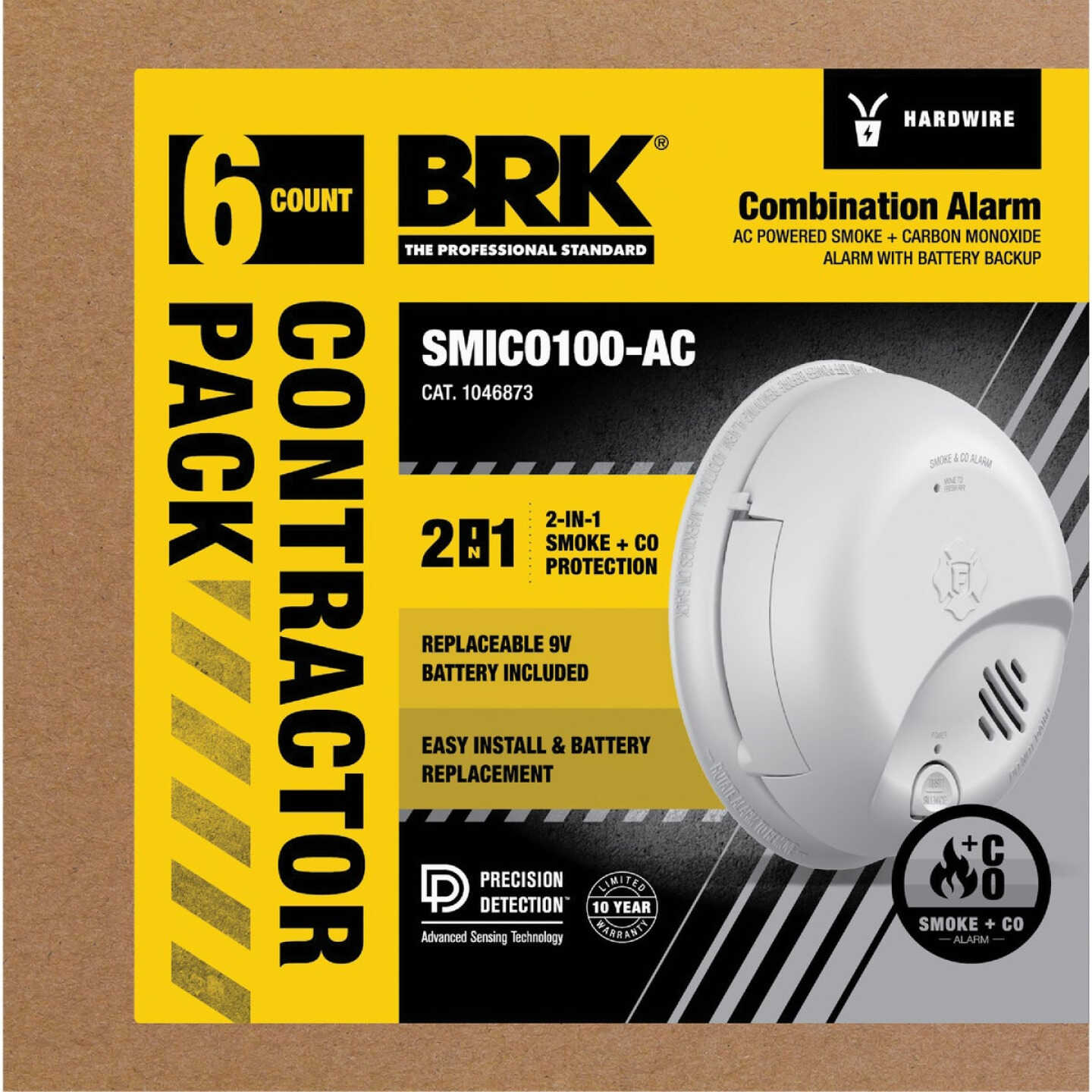 BRK SMICO100-AC 2-in-1 Interconnect Hardwire Ionization Smoke & Carbon Monoxide Alarm (6-Pack) Image 1