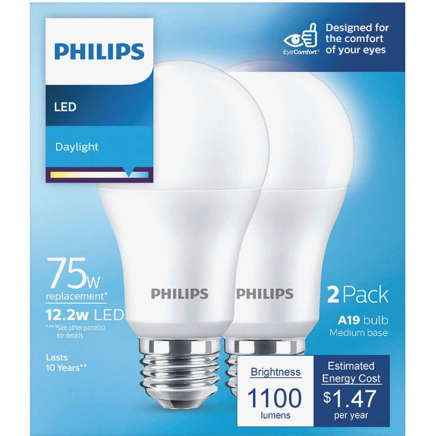 Philips 75W Equivalent Daylight A19 Medium LED Light Bulb (2-Pack) Image 2