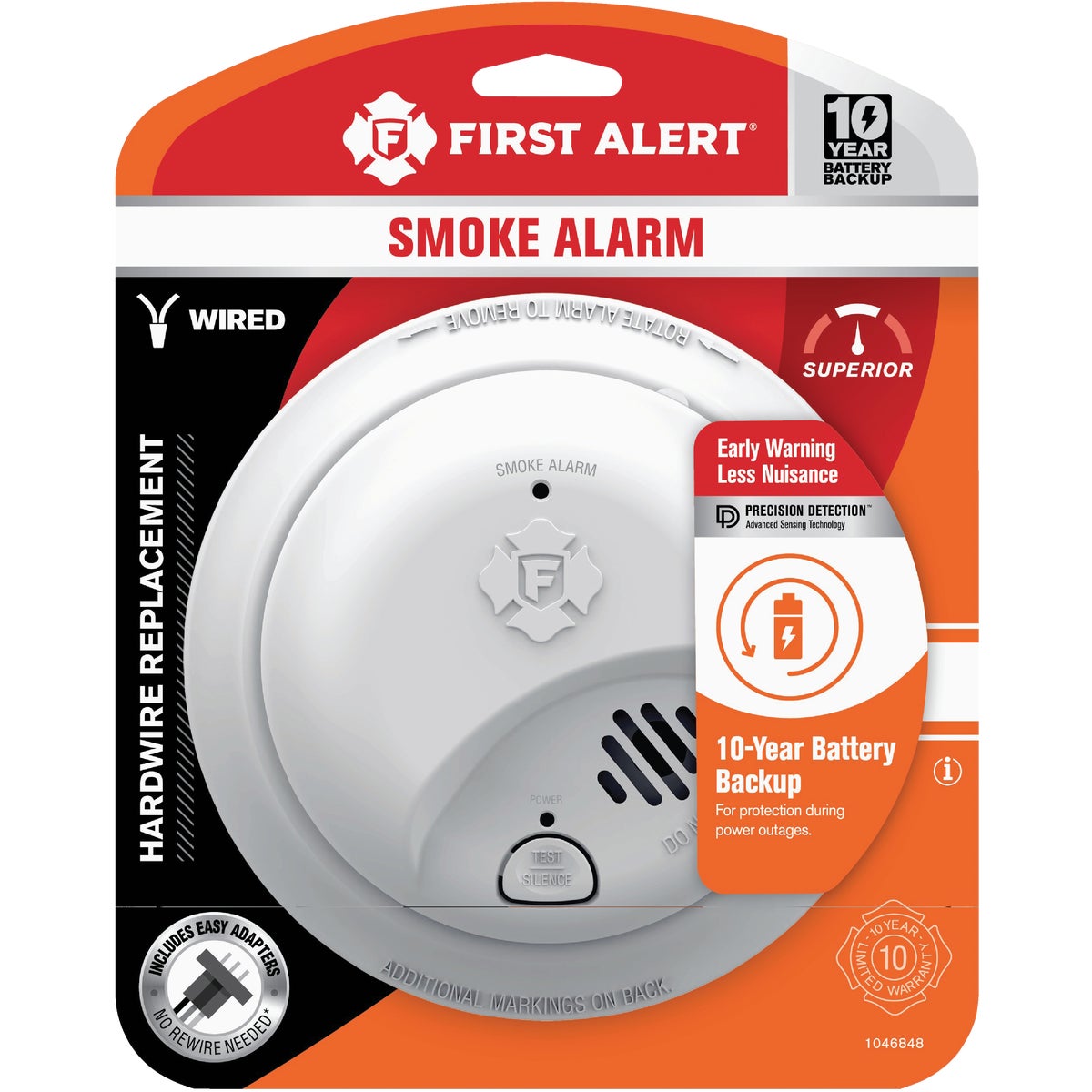 First Alert SMI105-AC Interconnect Hardwire Ionization Smoke Alarm with 10-Year Battery Backup