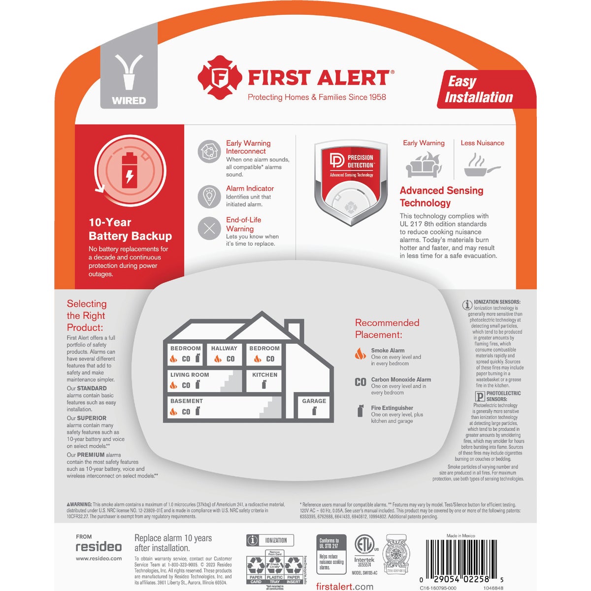 First Alert SMI105-AC Interconnect Hardwire Ionization Smoke Alarm with 10-Year Battery Backup Image 2
