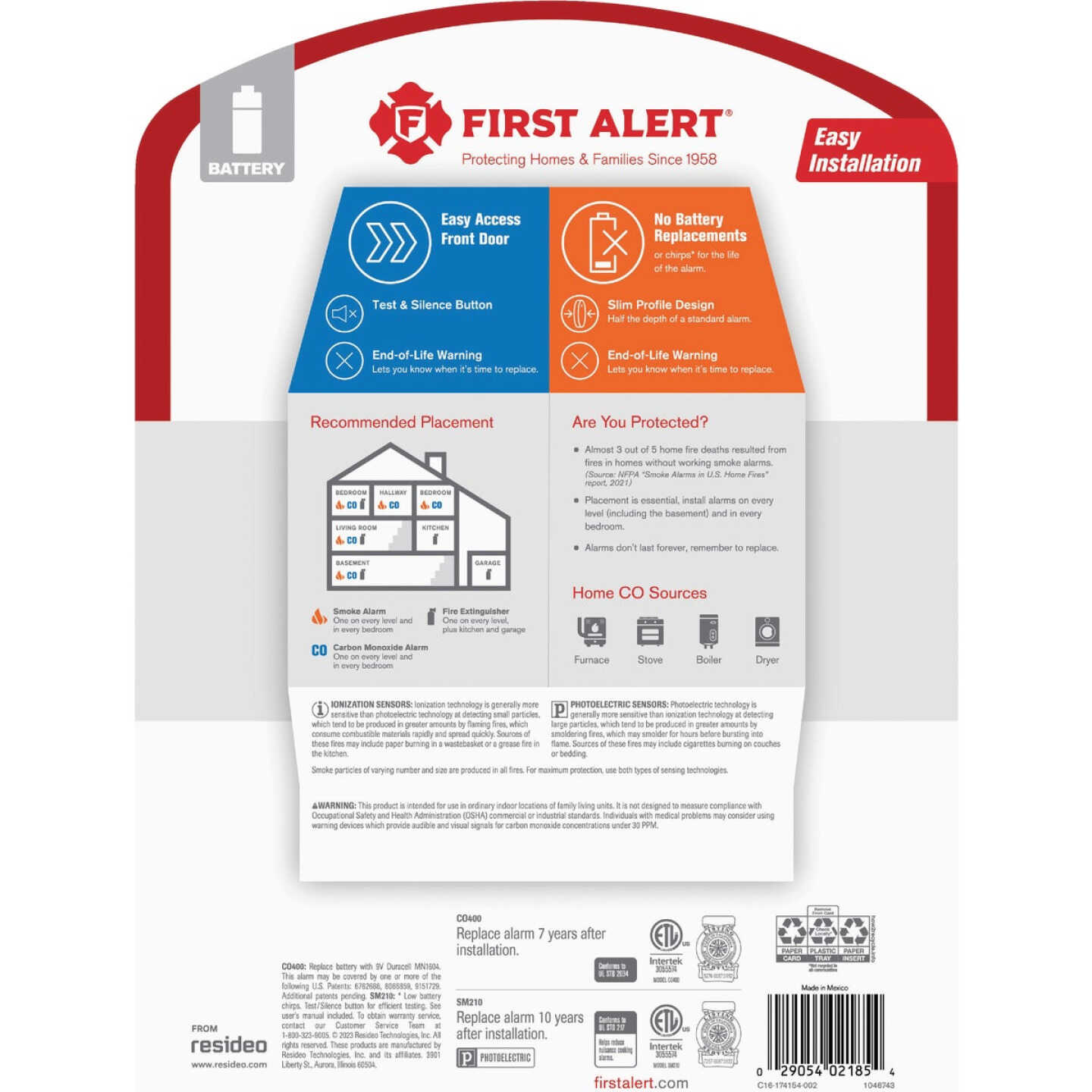 First Alert 10-Year Battery Photoelectric CO400 Carbon Monoxide & SM210 Smoke Alarm Value Pack Image 2