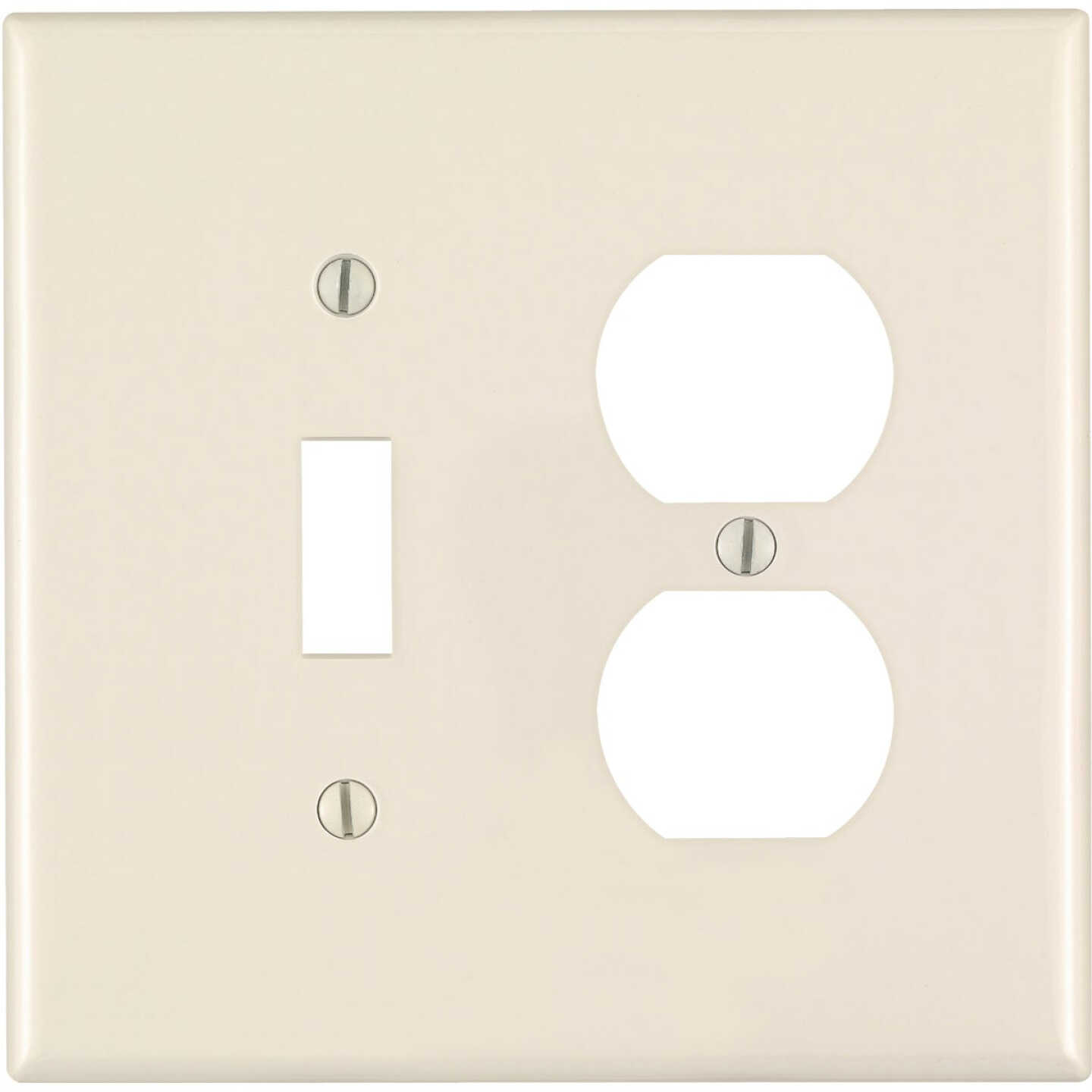 Leviton Mid-Way 2-Gang Thermoplastic Nylon Single Toggle/Duplex Outlet Wall Plate, Light Almond Image 1