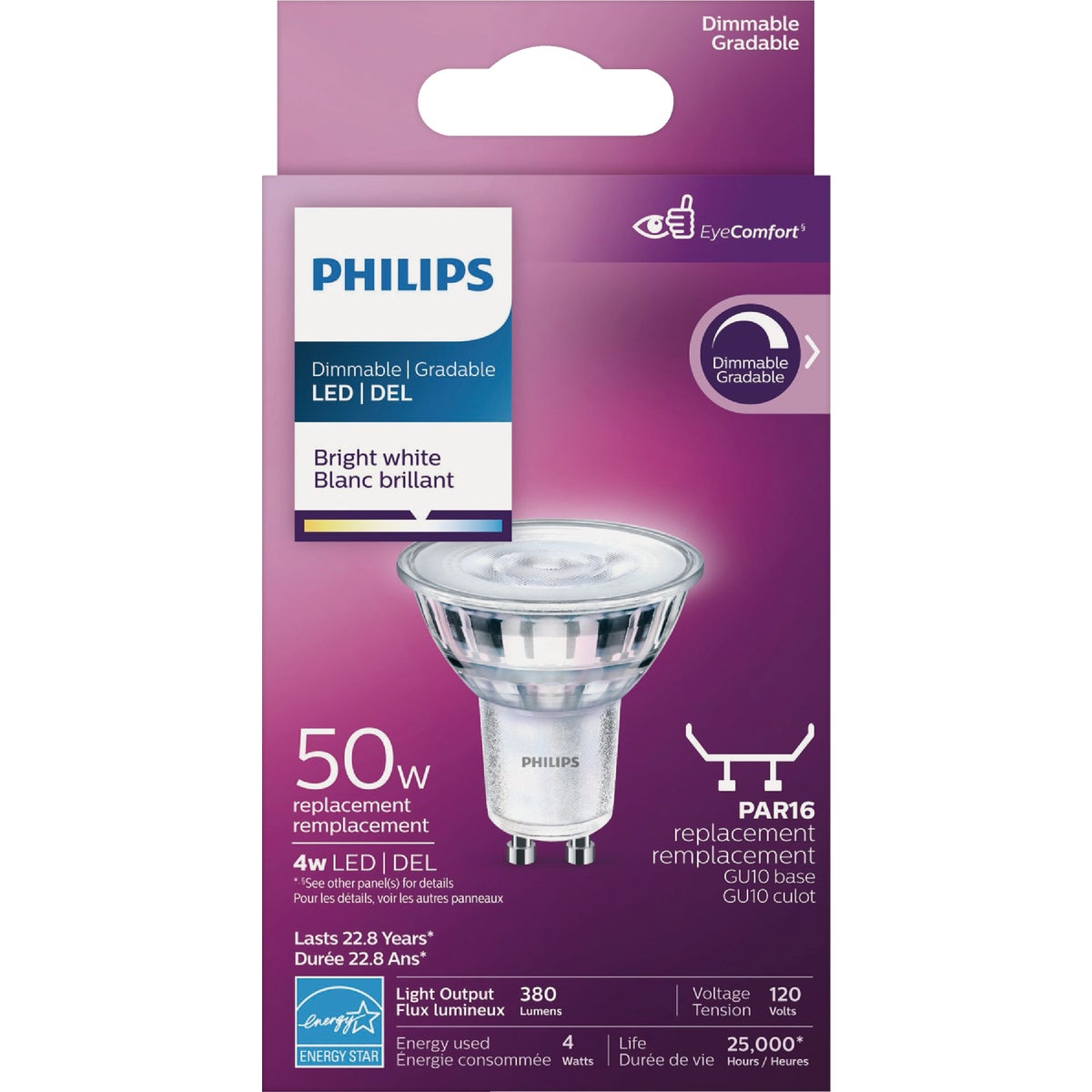 Philips 50W Equivalent Bright White PAR16 GU10 LED Spotlight Light Bulb Image 4