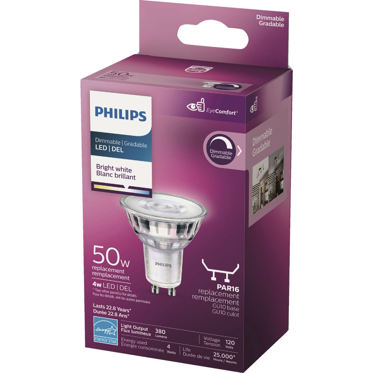 Philips 50W Equivalent Bright White PAR16 GU10 LED Spotlight Light Bulb Image 2