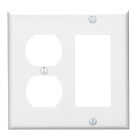 Leviton 2-Gang Smooth Plastic Single Rocker/Duplex Outlet Wall Plate, White Image 1