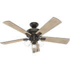 Hunter Crestfield 52 In. Noble Bronze Ceiling Fan with Light Kit Image 1
