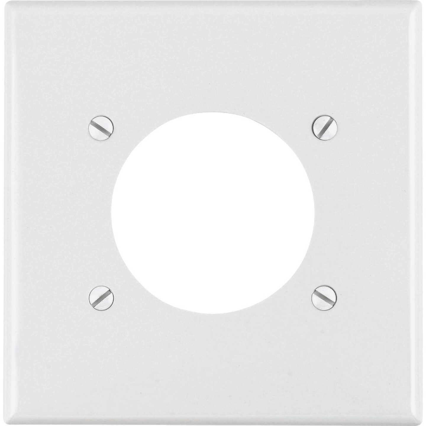Leviton 2-Gang Thermoplastic Nylon Flush Mount 2.15 In. Dia. Device Receptacle Wallplate, White Image 1