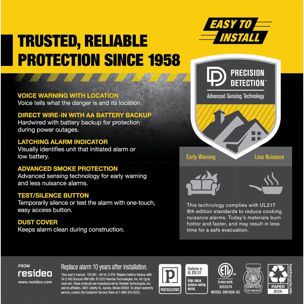 BRK SM100V-AC Interconnect Hardwired  Photoelectric Smoke Alarm with Voice Alerts Image 3