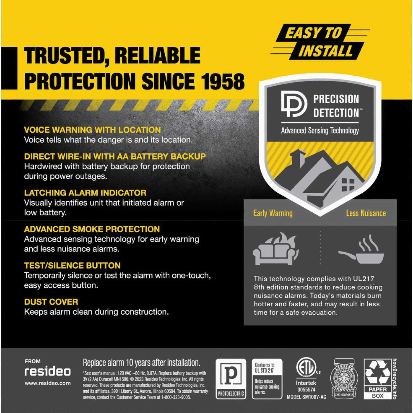 BRK SM100V-AC Interconnect Hardwired Photoelectric Smoke Alarm with Voice Alerts Image 3