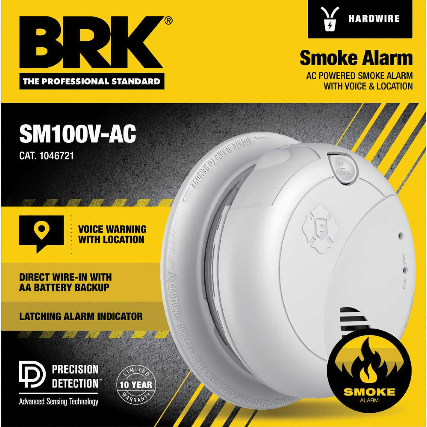 BRK SM100V-AC Interconnect Hardwired Photoelectric Smoke Alarm with Voice Alerts Image 2