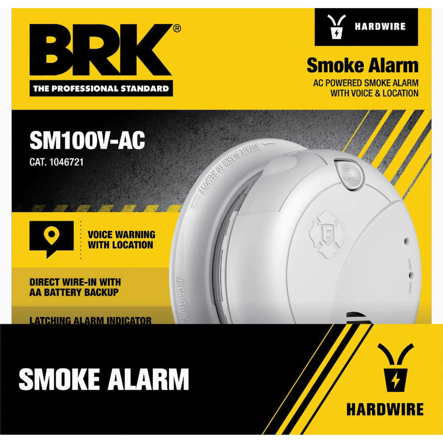 BRK SM100V-AC Interconnect Hardwired Photoelectric Smoke Alarm with Voice Alerts Image 1