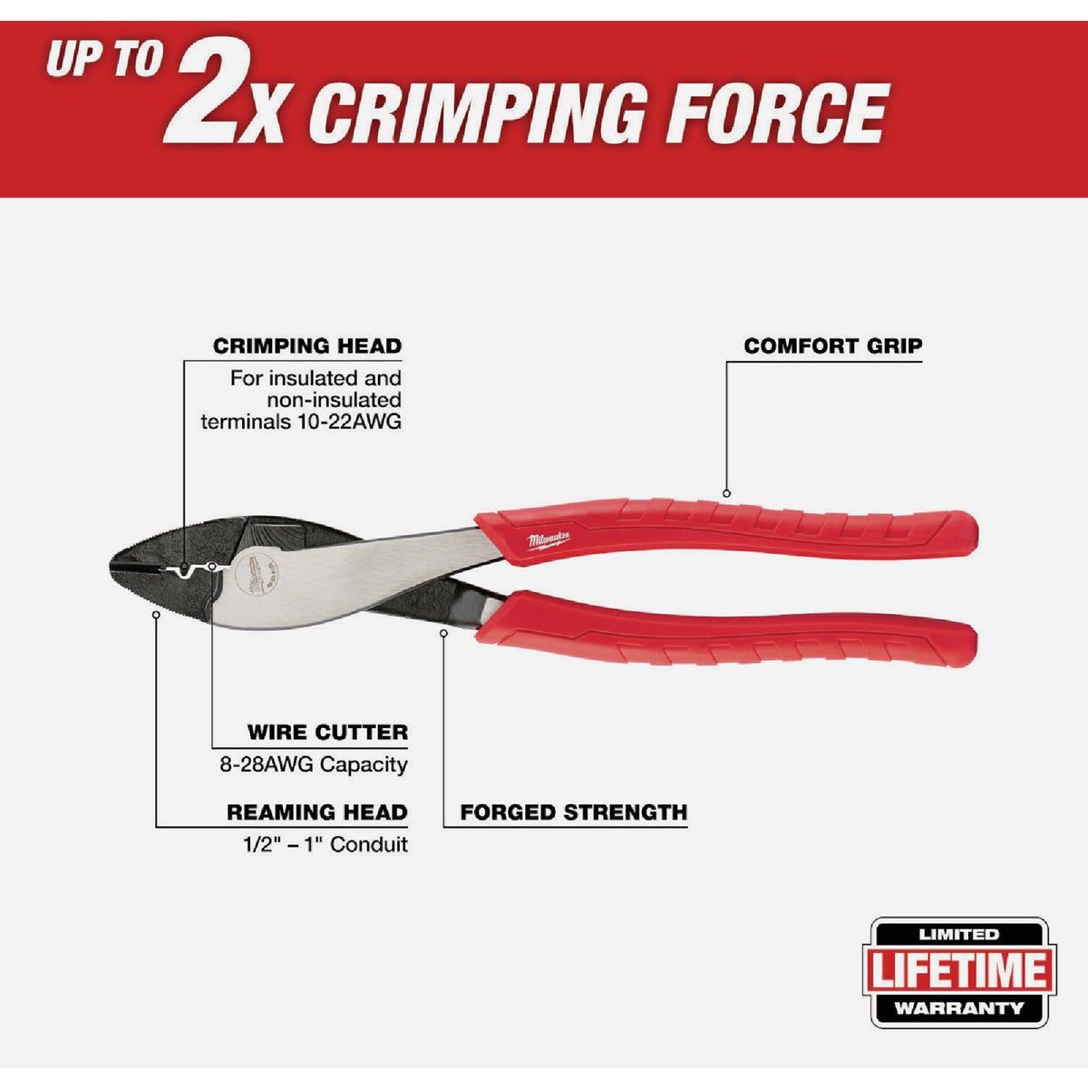 Milwaukee Comfort Grip Crimping Pliers Image 2