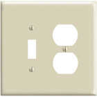 Leviton Mid-Way 2-Gang Thermoplastic Nylon Single Toggle/Duplex Outlet Wall Plate, Ivory Image 1