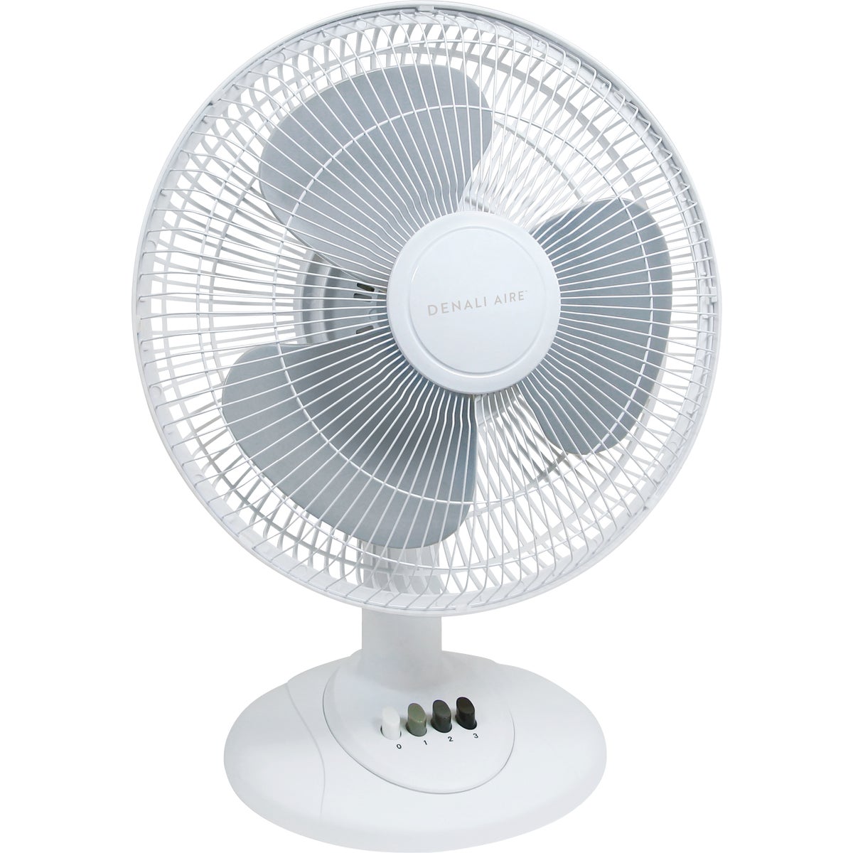 Denali Aire 12 In. 3-Speed White Oscillating Table Fan