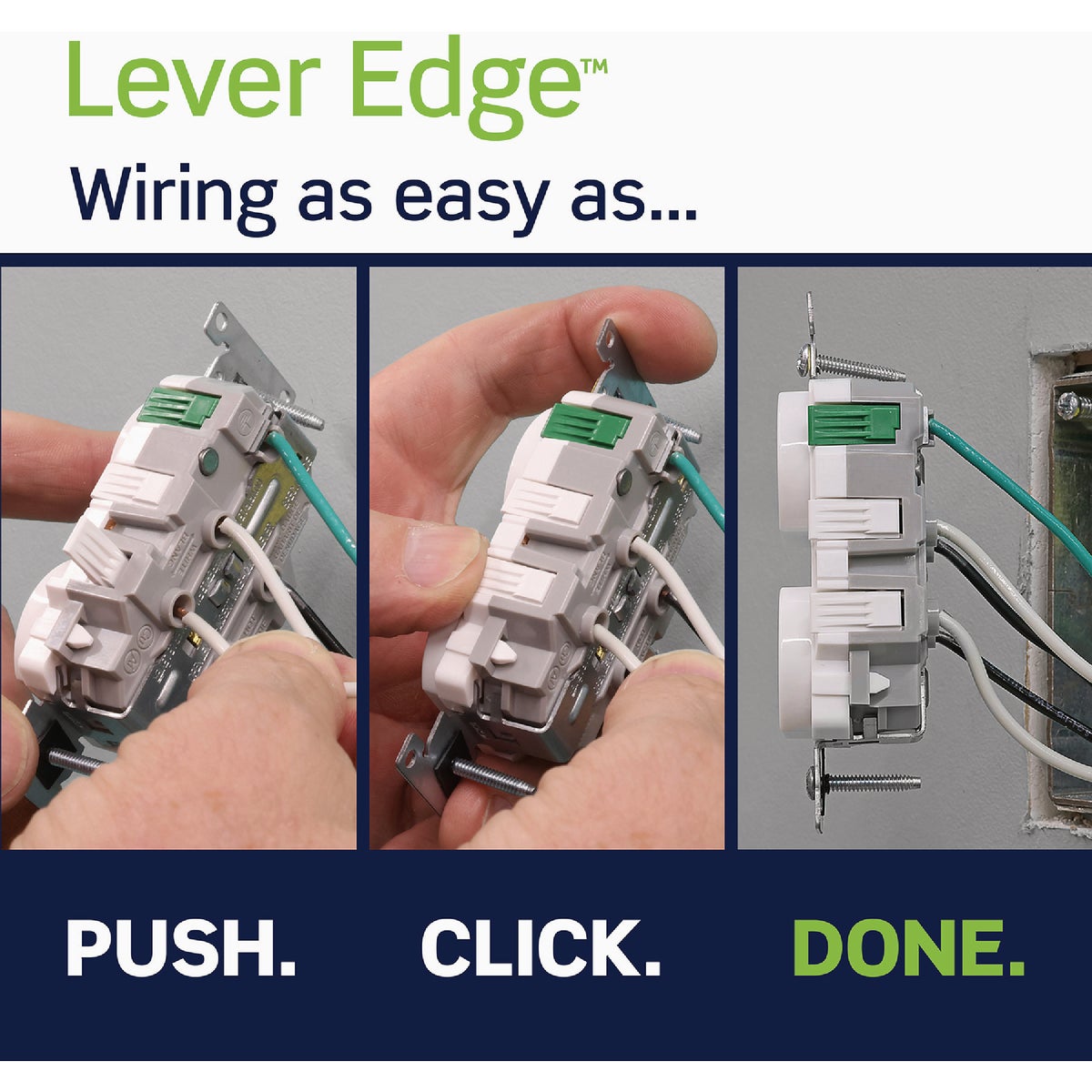 Leviton Lever Edge White 15A Commercial Grade 5-15R Tamper Resistant Duplex Outlet Image 3