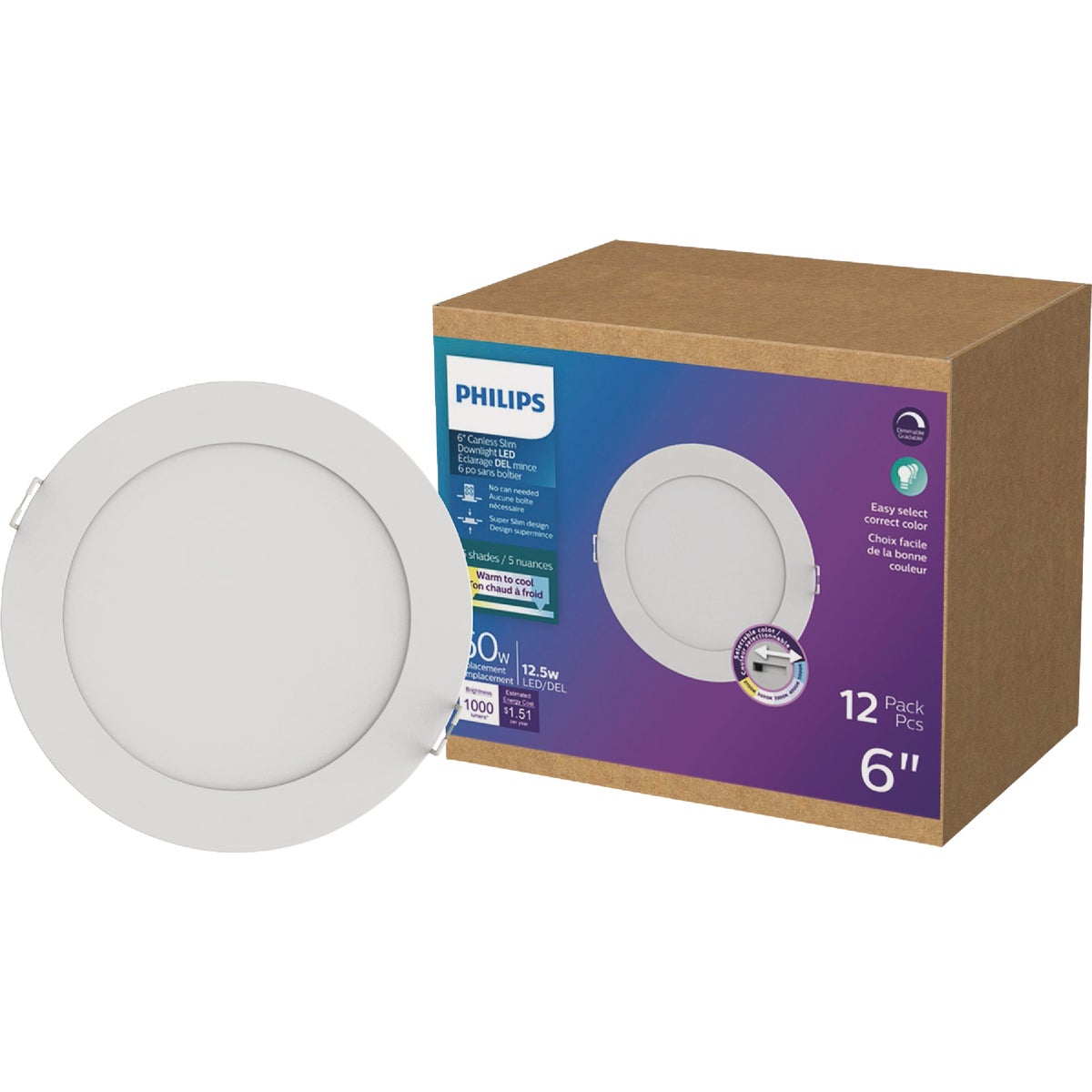 Philips 6 In. 1000 Lm. 5CCT Slim Canless Downlight (12-Pack)