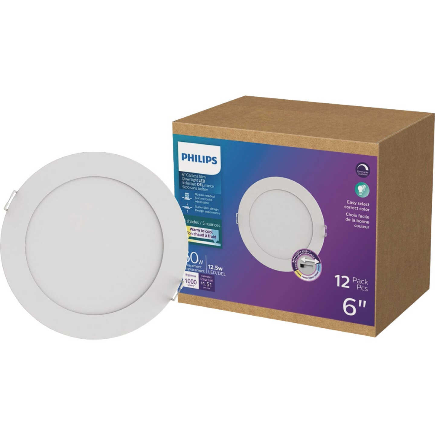 Philips 6 In. 1000 Lm. 5CCT Slim Canless Downlight (12-Pack) Image 1
