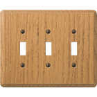 Amerelle 3-Gang Solid Oak Toggle Switch Wall Plate, Light Oak Image 1