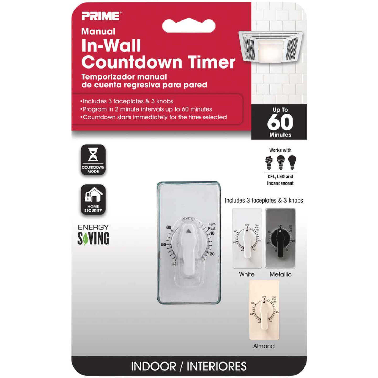 Prime 125V 60-Minute In-Wall Timer Image 3