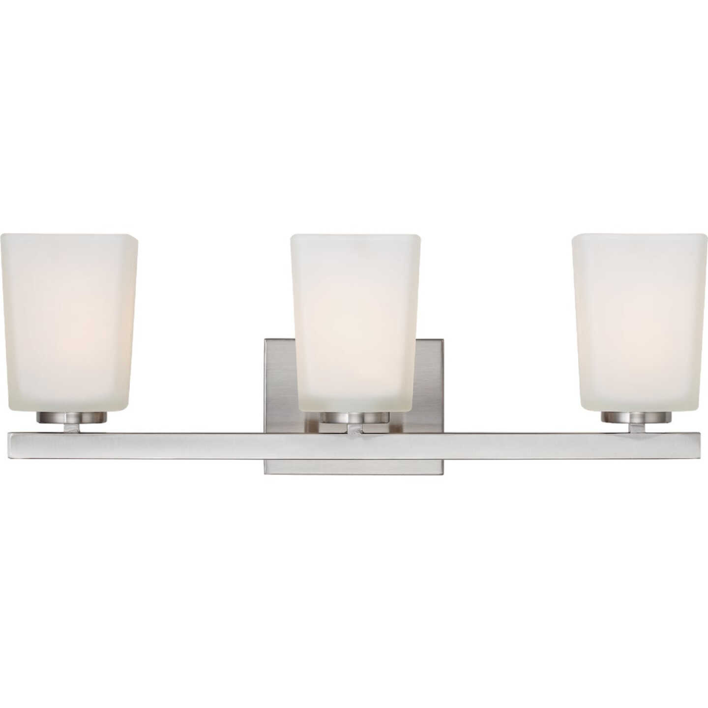 Canarm Hartley 3-Light Brushed Nickel Vanity Bath Light Fixture, Flat Opal Glass Image 6