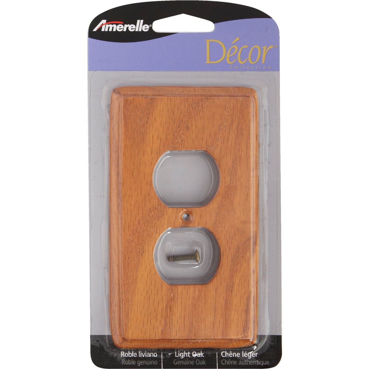 Amerelle 1-Gang Solid Oak Outlet Wall Plate, Light Oak Image 2