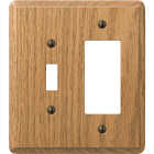 Amerelle 2-Gang Solid Oak Single Toggle/Rocker Wall Plate, Light Oak Image 1