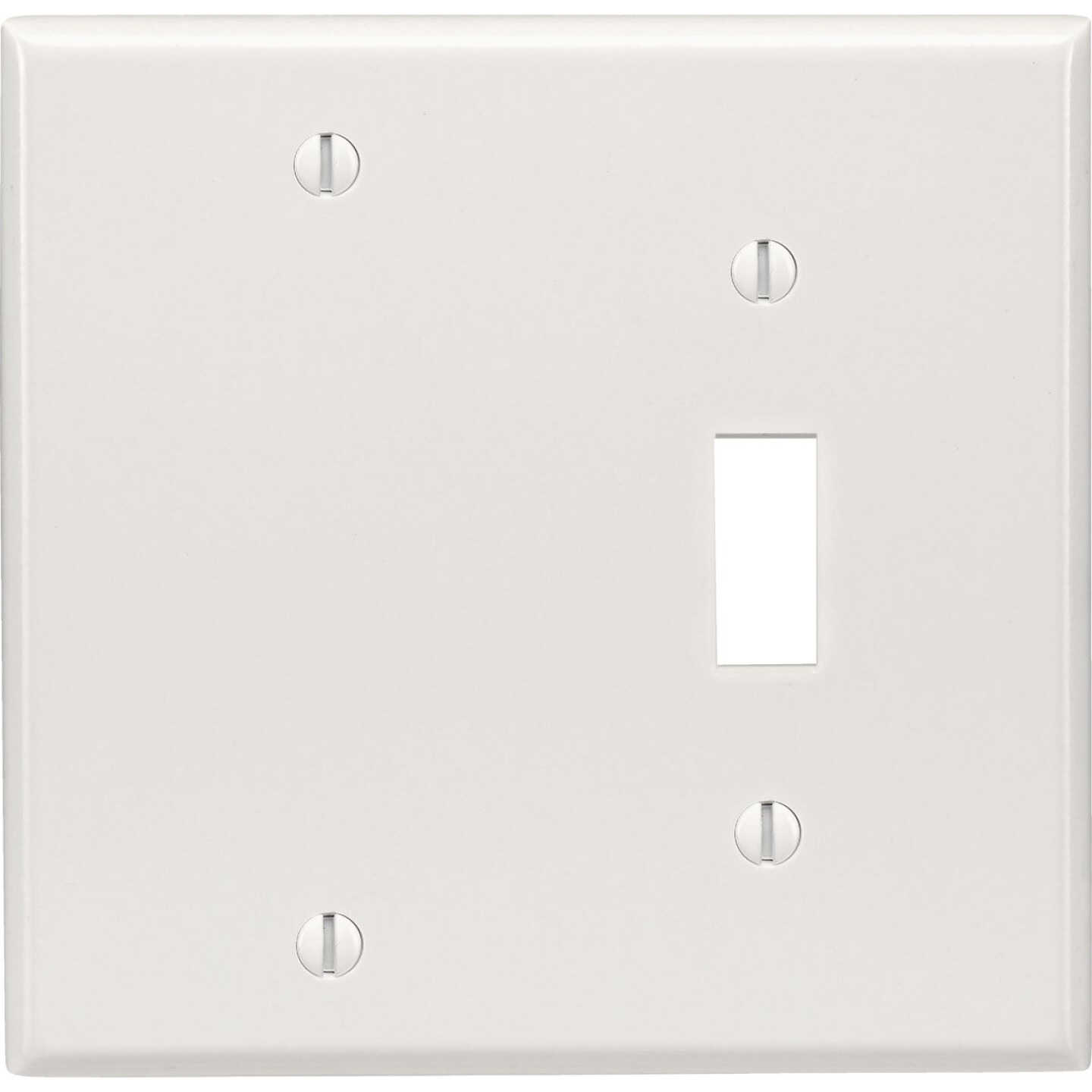 Leviton 2-Gang Thermoset Plastic Blank/Toggle Wall Plate, White Image 1