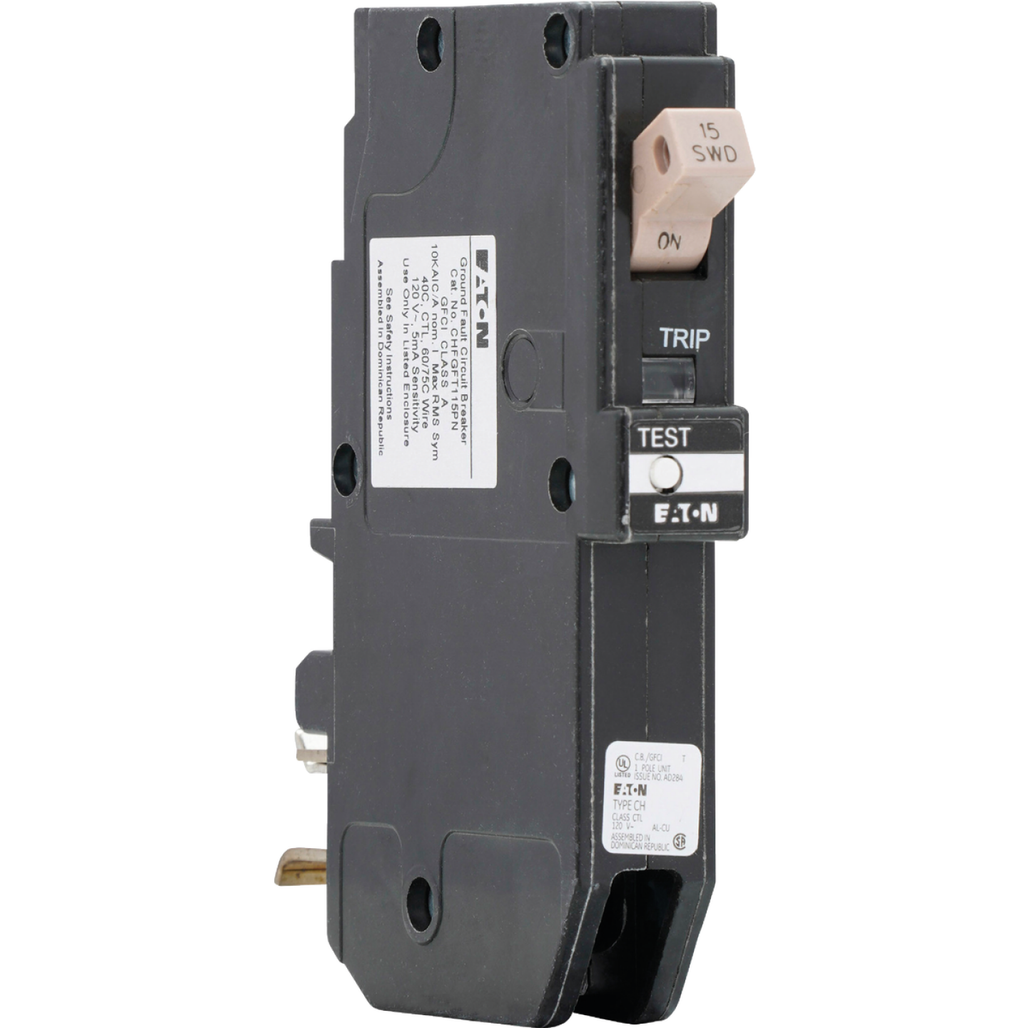 Eaton CH 15A Single-Pole GFCI Circuit Breaker Image 1