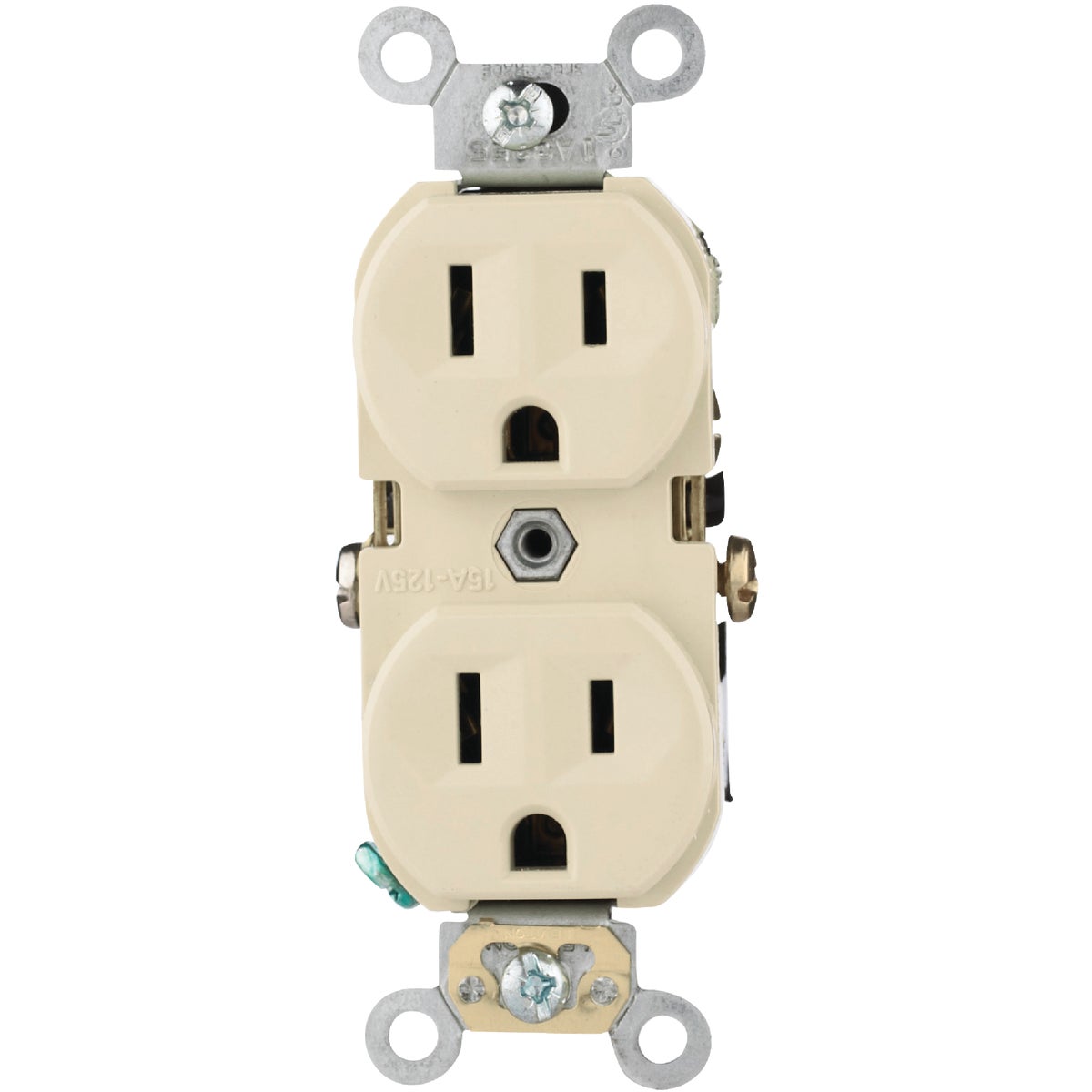 Leviton 15A Ivory Shallow Commercial Grade 5-15R Duplex Outlet Image 3