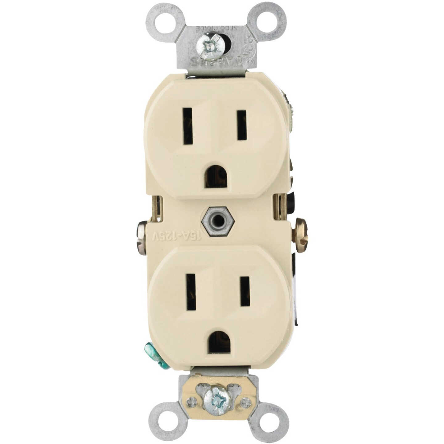 Leviton 15A Ivory Shallow Commercial Grade 5-15R Duplex Outlet Image 3