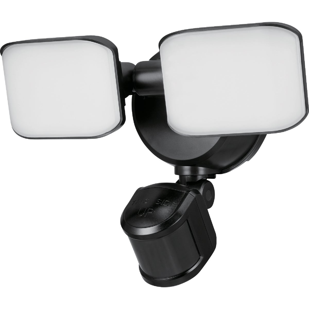 Globe Electric Black Motion Activated 180 Deg Twin Head LED Solar Powered Security Light Fixture, 1100 Lumen