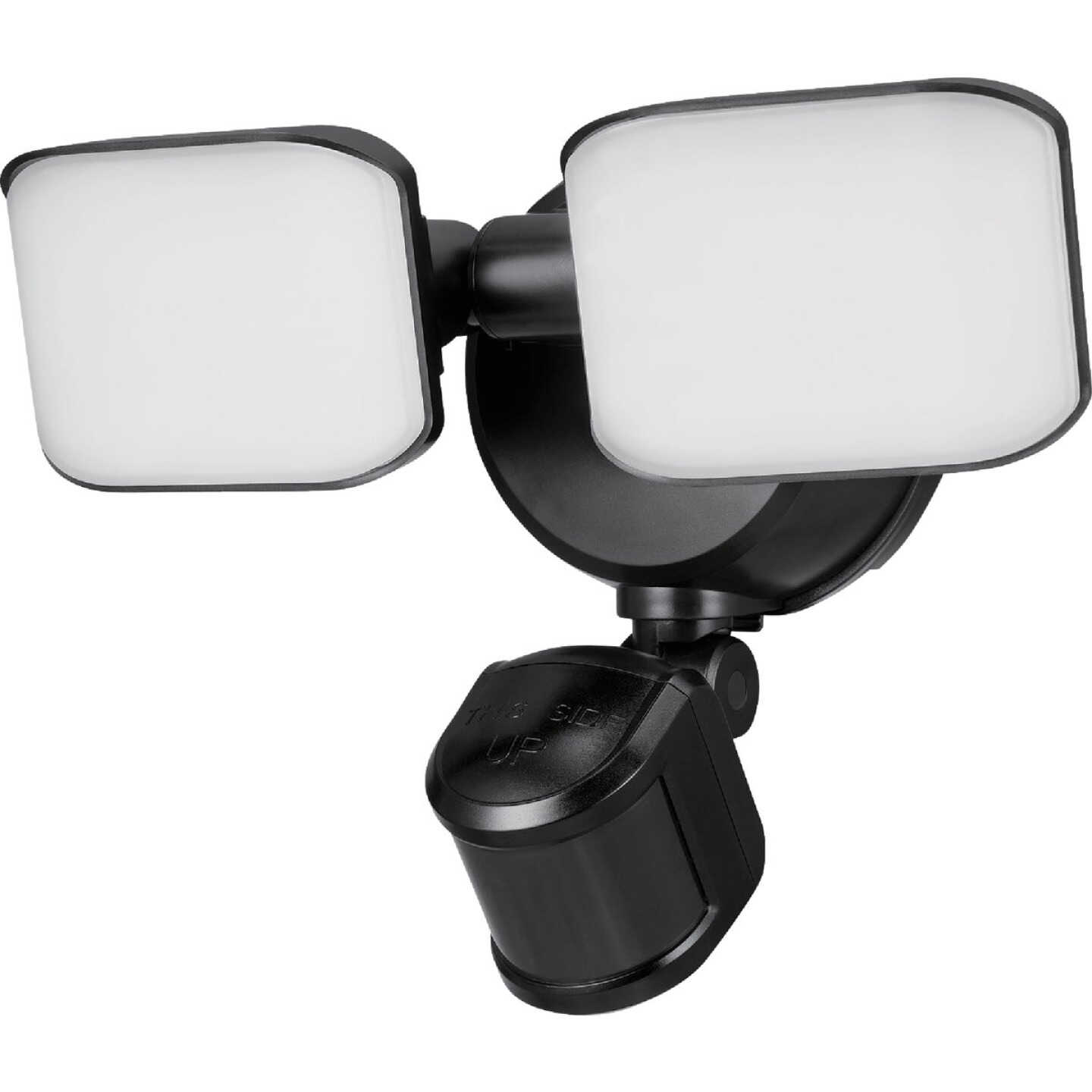 Globe Electric Black Motion Activated 180 Deg Twin Head LED Solar Powered Security Light Fixture, 1100 Lumen Image 1