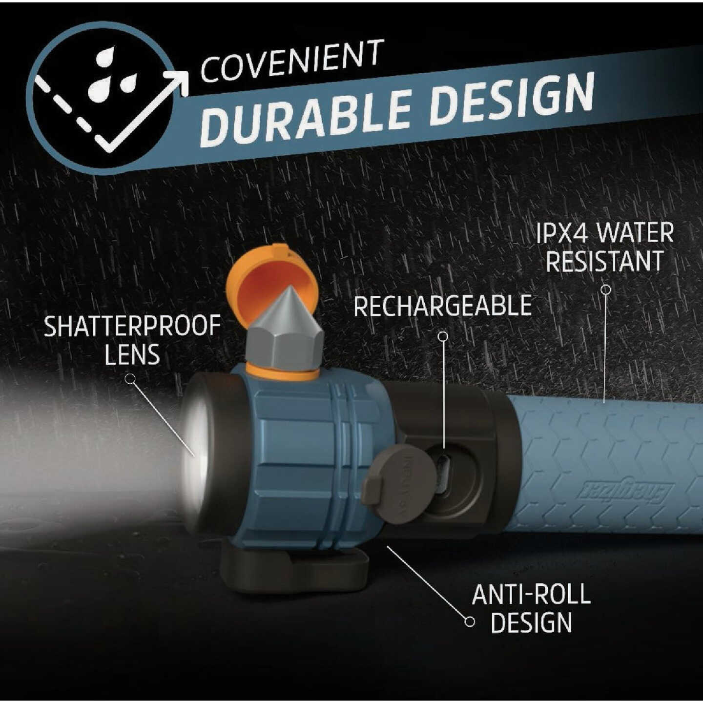 Energizer 500 Lm. LED Metal Rechargeable Automotive Safety Flashlight Image 4