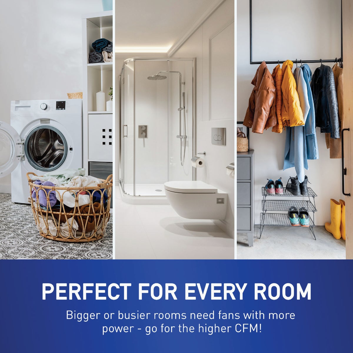 Panasonic Whisper Choice 80/110 CFM 0.3/0.4 Sones 120V Auto Bath Exhaust Fan with LED Light Image 4