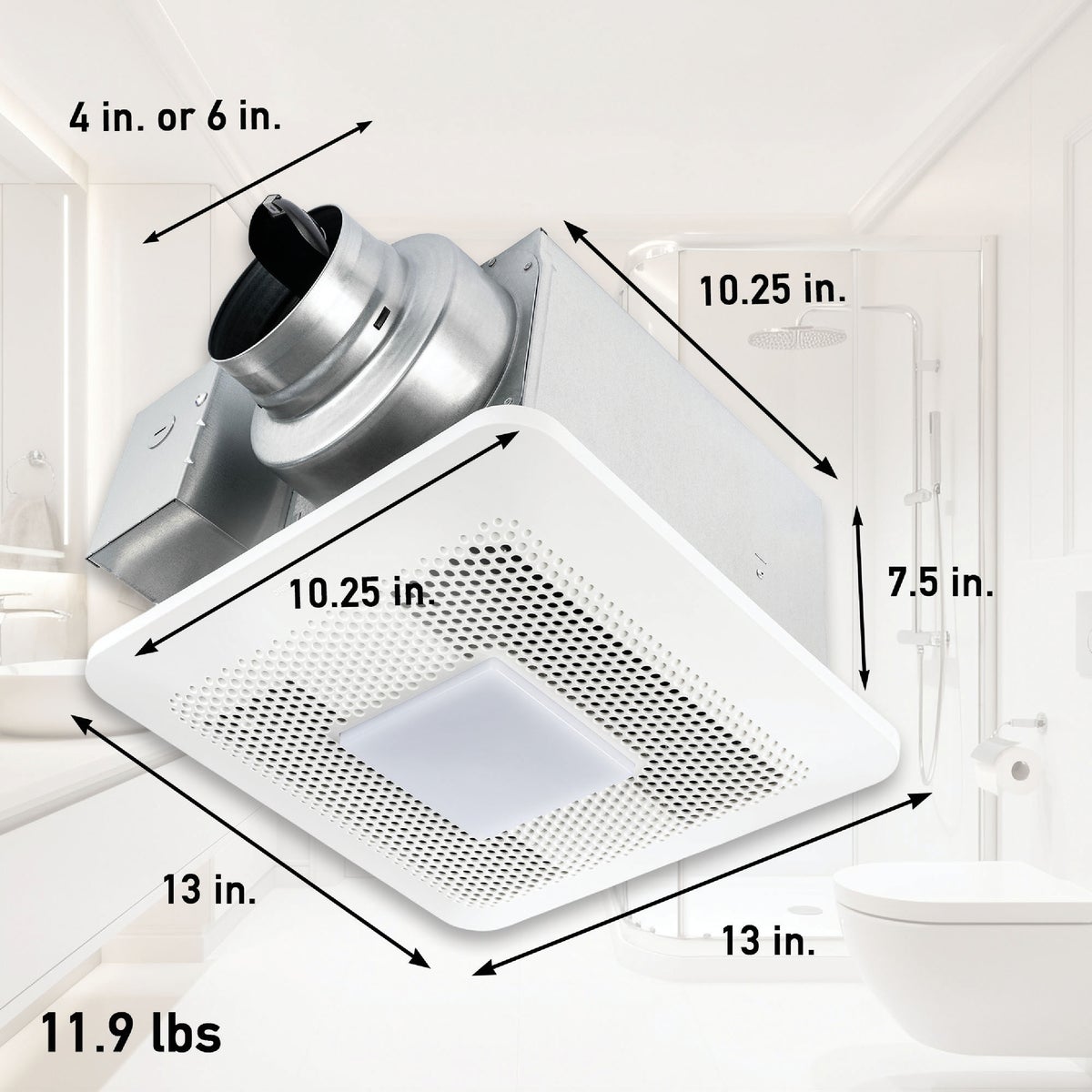 Panasonic Whisper Choice 80/110 CFM 0.3/0.4 Sones 120V Auto Bath Exhaust Fan with LED Light Image 2